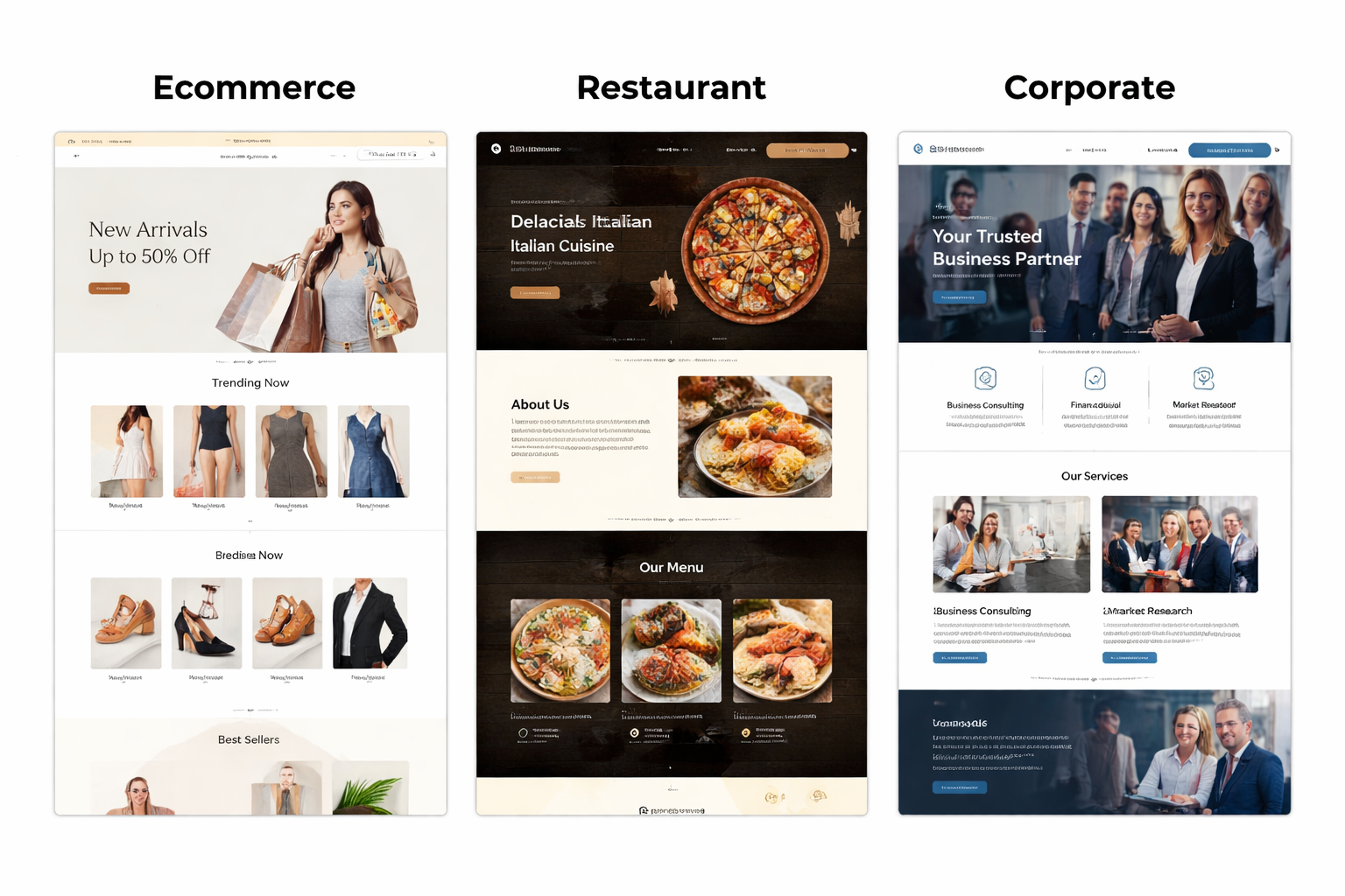 business website mockups overview