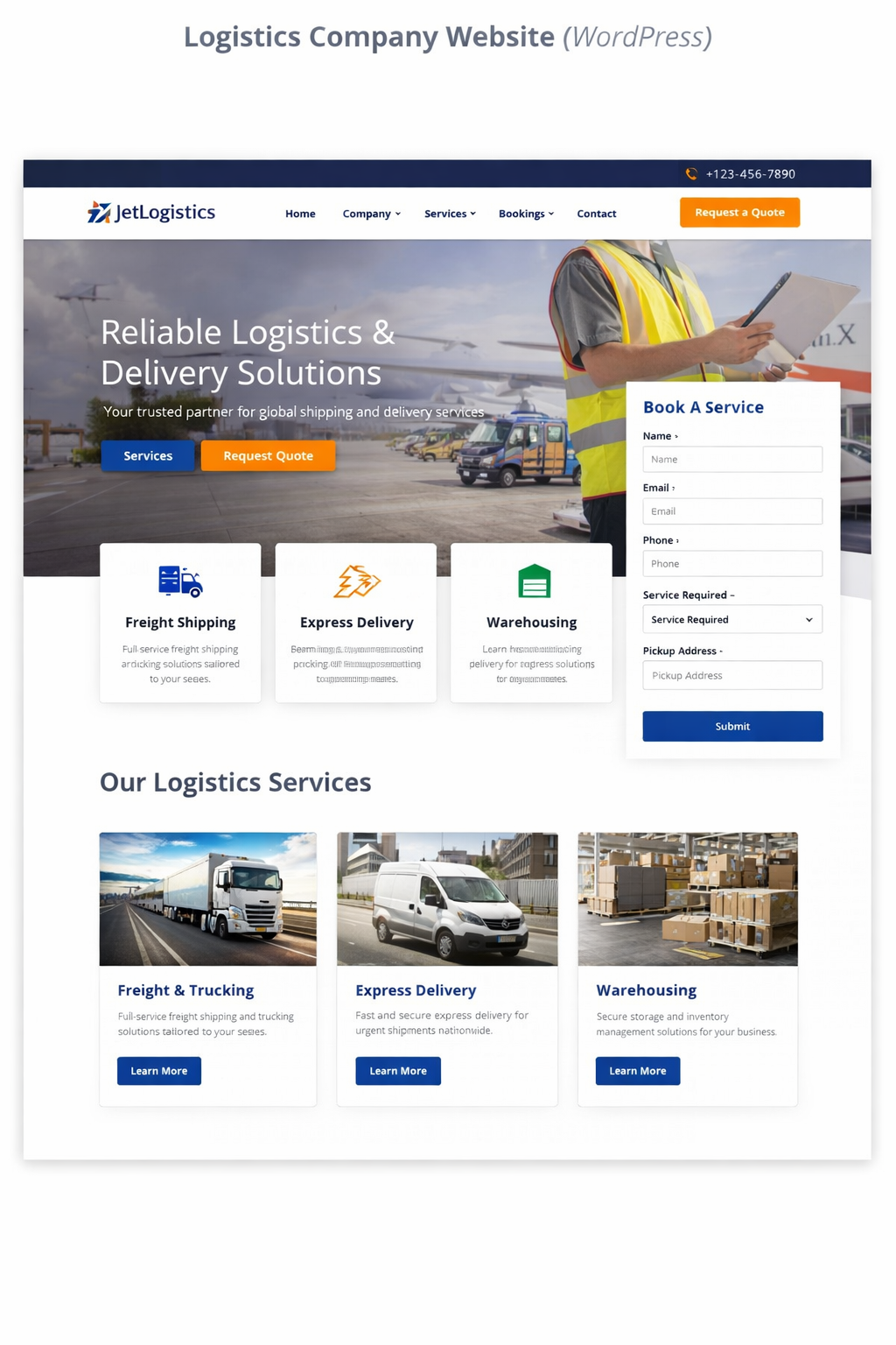 jetlogistics website mockup screenshot