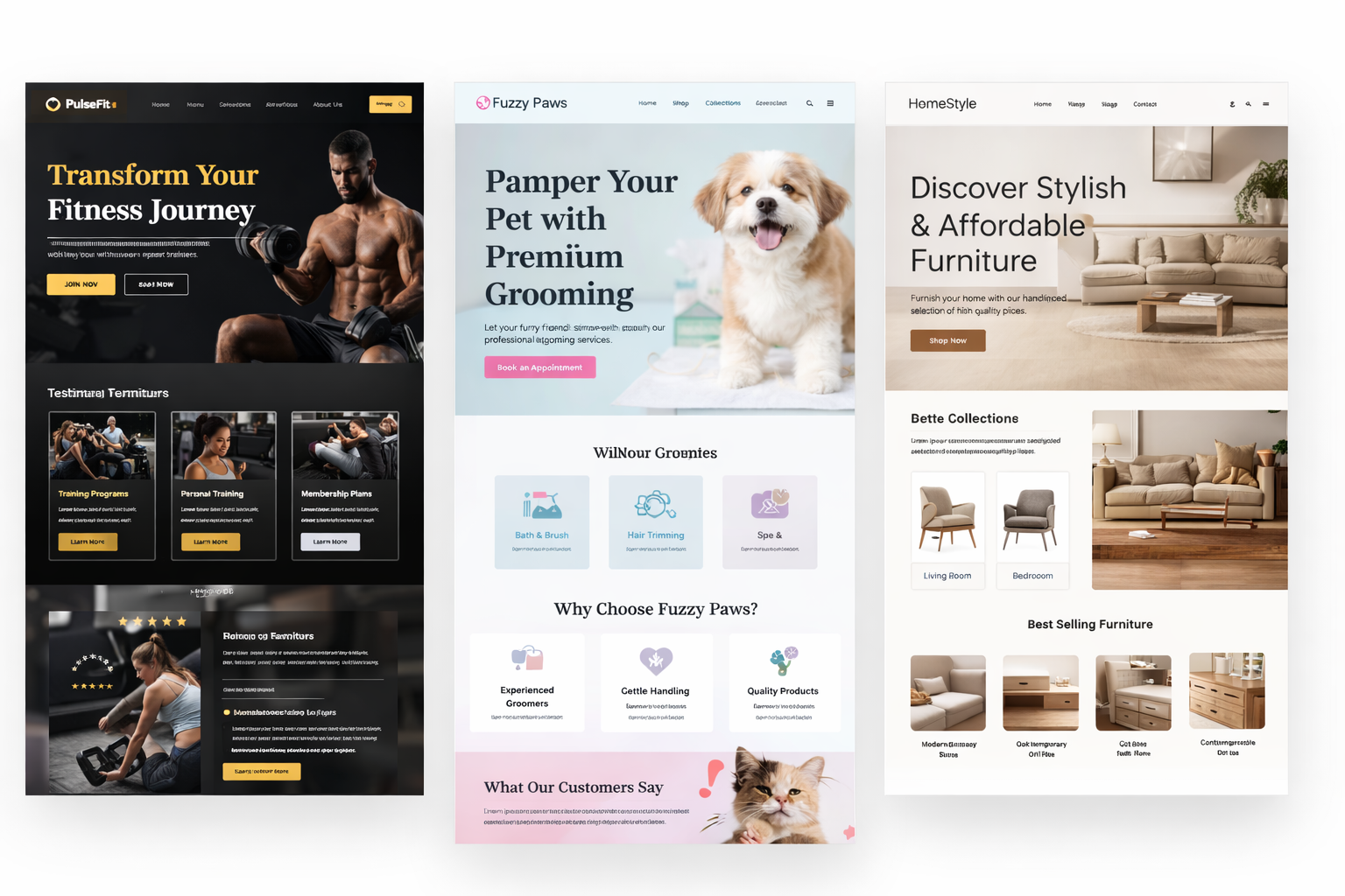 website designs for diverse businesses