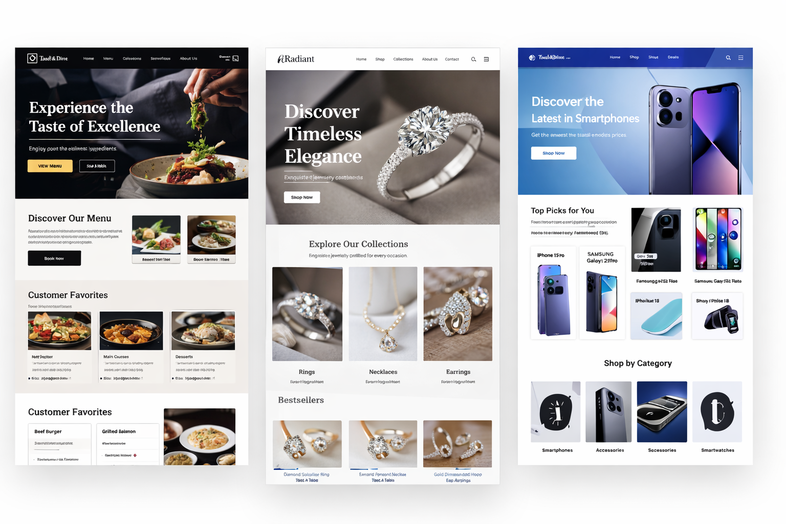 website homepage designs for diverse businesses