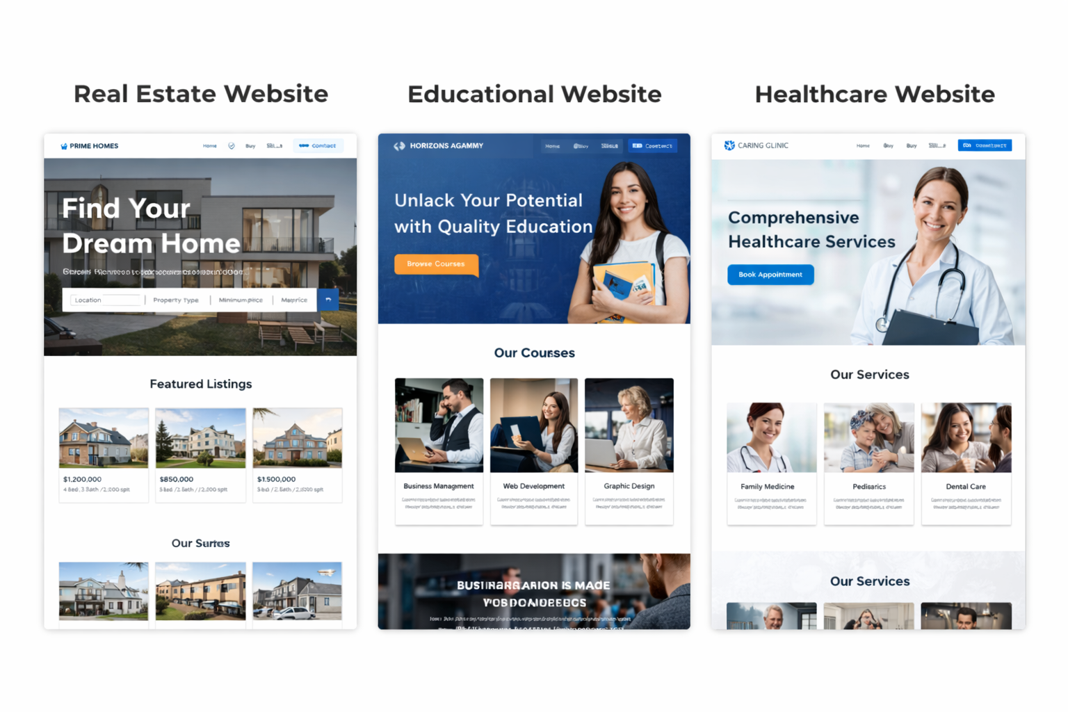 wordpress website designs for various sectors
